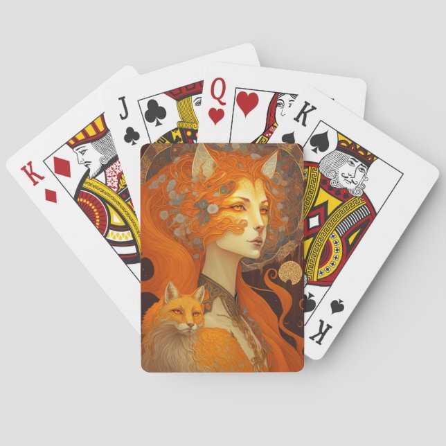Baraja De Cartas Fox Woman Fantasy Art (Reverso)