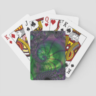 Baraja De Cartas Fractal con espiral verde y púrpura