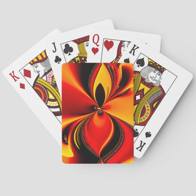 Baraja De Cartas Fractal de sabor naranja y negro (Reverso)