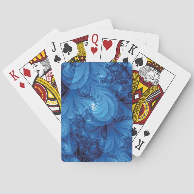 Baraja De Cartas Fractal tempestuoso azul de los mares (Reverso)