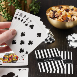 Baraja De Cartas Franja Blanca Negra Nombre Monograma