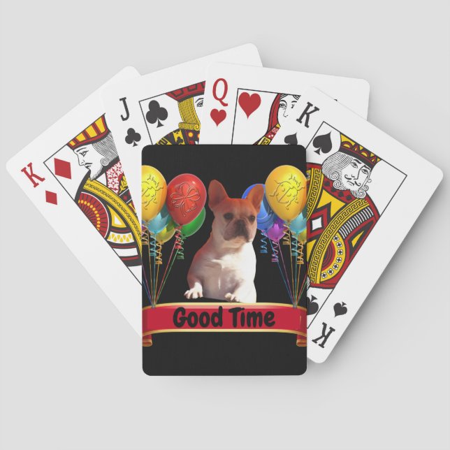 Baraja De Cartas französische Bulldogge mit Ballons   Spielkarten (Reverso)