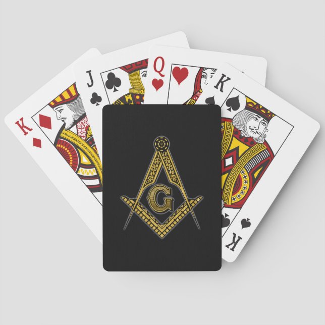 Baraja De Cartas Freemason (negro y oro) (Reverso)