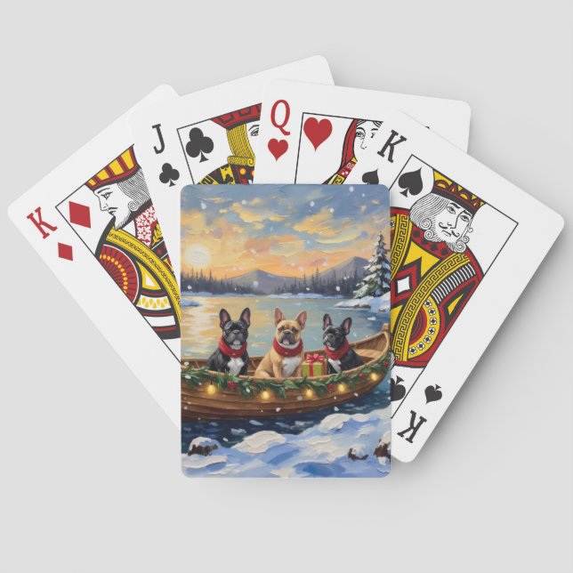 Baraja De Cartas French Bulldog Christmas Boat Holiday (Reverso)
