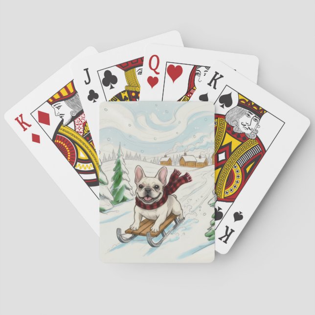 Baraja De Cartas French Bulldog Sledding, Playing Cards (Reverso)