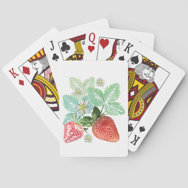 Baraja De Cartas Fresas, bayas, rojas, frescas, maduras, dulces, (Reverso)