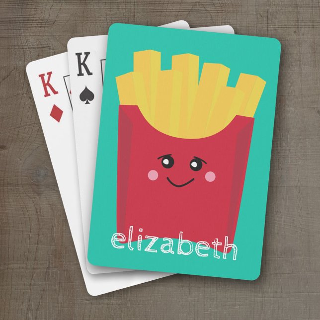 Baraja De Cartas Fresas francesas de Kawaii con nombre personalizad (Personalized Playing Cards)