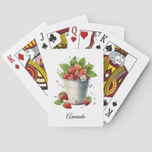 Baraja De Cartas Fresas frescas recolectadas en un cubo