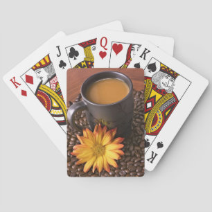 Baraja De Cartas Frijoles de café y margarita amarilla