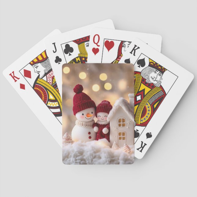Baraja De Cartas Frosty Snowman Siblings Winter Joy (Reverso)