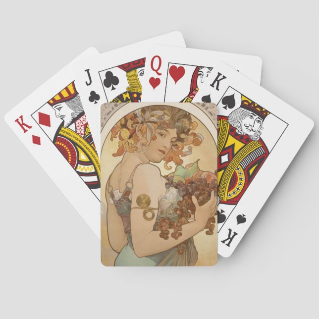 Baraja De Cartas Fruta (Art Nouveau) (retrato femenino) (frutas) (Reverso)