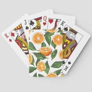 Baraja De Cartas Fruta Botánica Naranja Cítrica Sin Costuras