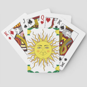Baraja De Cartas Frutas de limón tropical, cara de sol.