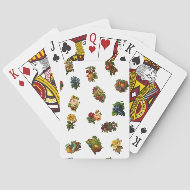 Baraja De Cartas Frutas y flores de época (Reverso)