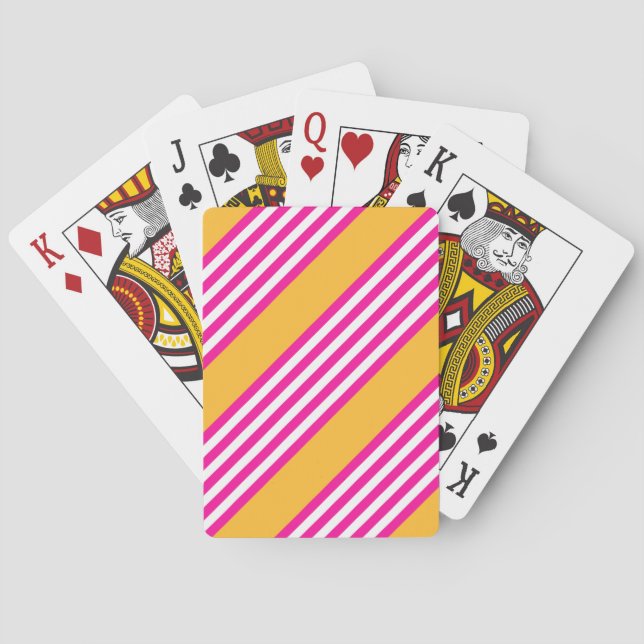 Baraja De Cartas Fuchsia y amarillo cinco rayas (Reverso)