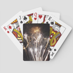 Baraja De Cartas Fuegos artificiales blancos y dorados II Celebraci