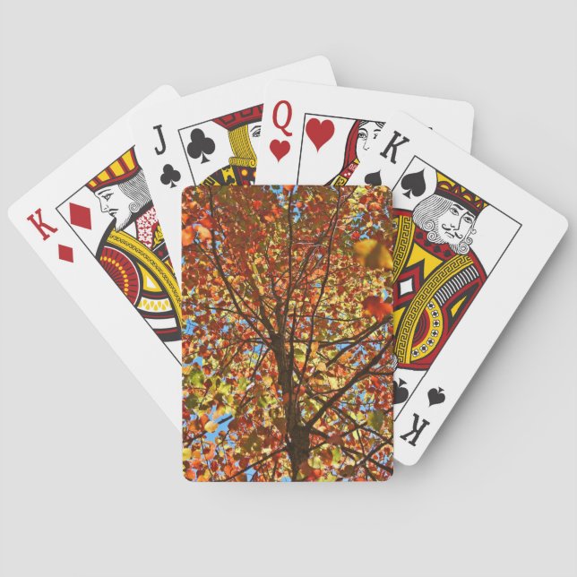 Baraja De Cartas Fuegos Artificiales de Hojas de Otoño (Reverso)