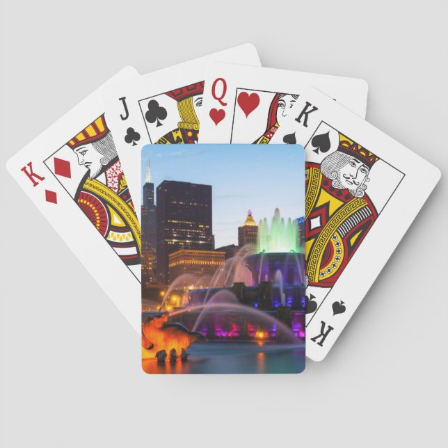 Baraja De Cartas Fuente De Buckingham Encendida Por La Noche (Reverso)