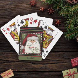 Baraja De Cartas Fun Santa Navidades Festividad Verde Rojo Inespiri