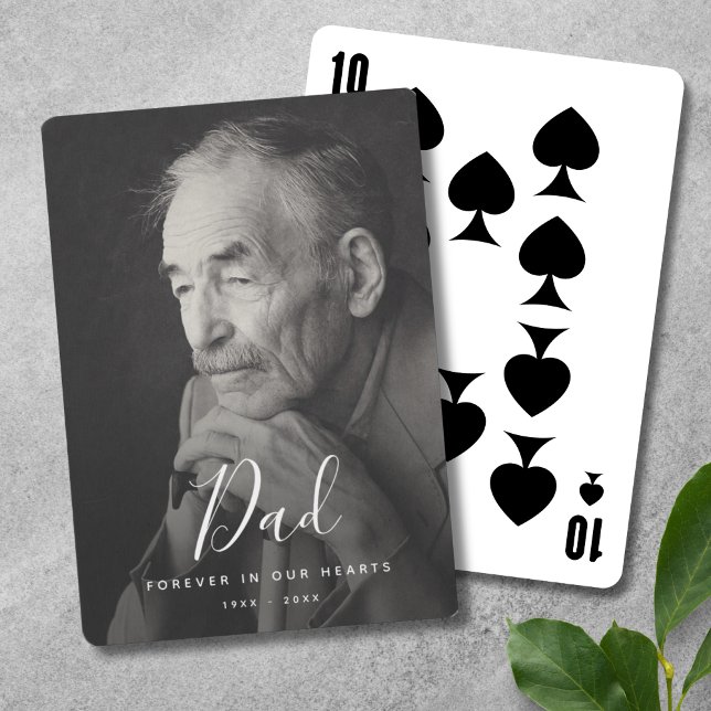 Baraja De Cartas Funeral de tributo fotográfico personalizado (Dad Photo Memorial Poker Cards)