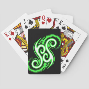 Baraja De Cartas Funky Green Swirl Design Play Cards