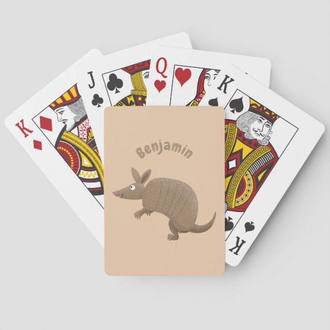Baraja De Cartas Funny armadillo feliz personalizado ilustracion (Reverso)