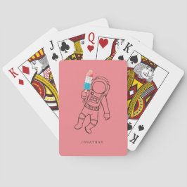 Baraja De Cartas Funny Astronauta Space Rocket Popsicle Name - rosa