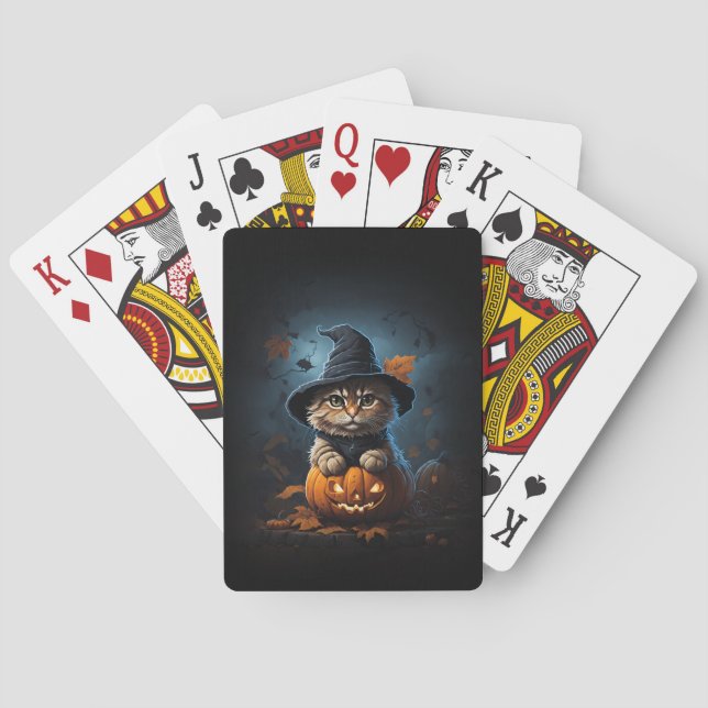 Baraja De Cartas Funny Cat in Wizard gorra (Reverso)
