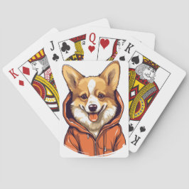 Baraja De Cartas Funny Corgi Usando Hoodie