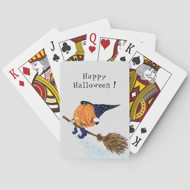 Baraja De Cartas Funny Halloween Poker Cards Witch Pumpkin Flying (Reverso)