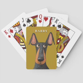 Baraja De Cartas Funny Perro Doberman Negro Tan Mustard Amarillo