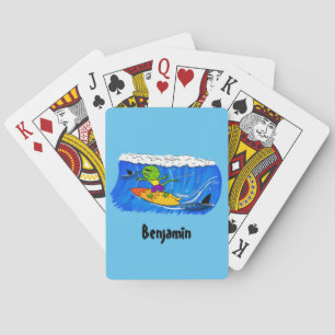 Baraja De Cartas Funny personalizado de surf con lagarto frito