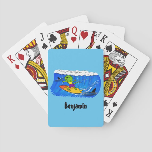 Baraja De Cartas Funny personalizado de surf con lagarto frito (Reverso)