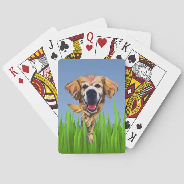 Baraja De Cartas Funny Personalizado Golden Retriever Deck of Cards (Reverso)