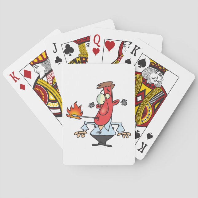 Baraja De Cartas Funny Red Face Man with Thermometer Fever (Reverso)
