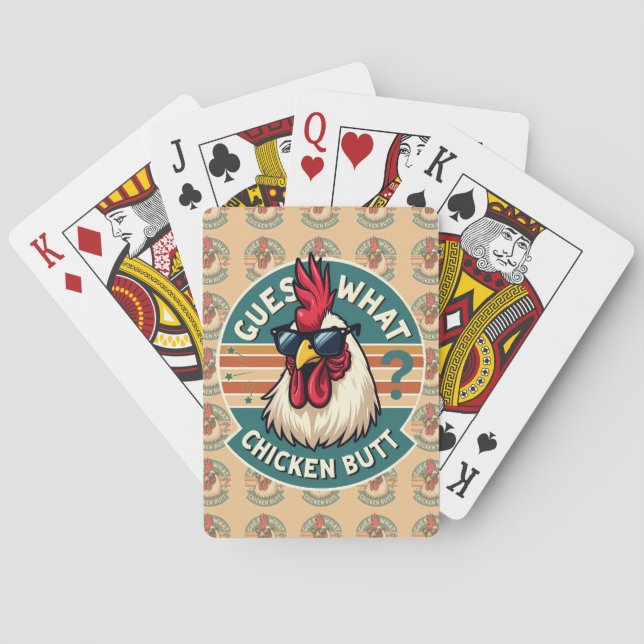 Baraja De Cartas  Funny Retro Chicken Butt Joke Design (Reverso)