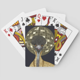 Baraja De Cartas Funny Retro Golden Disco Ball Emu Bird