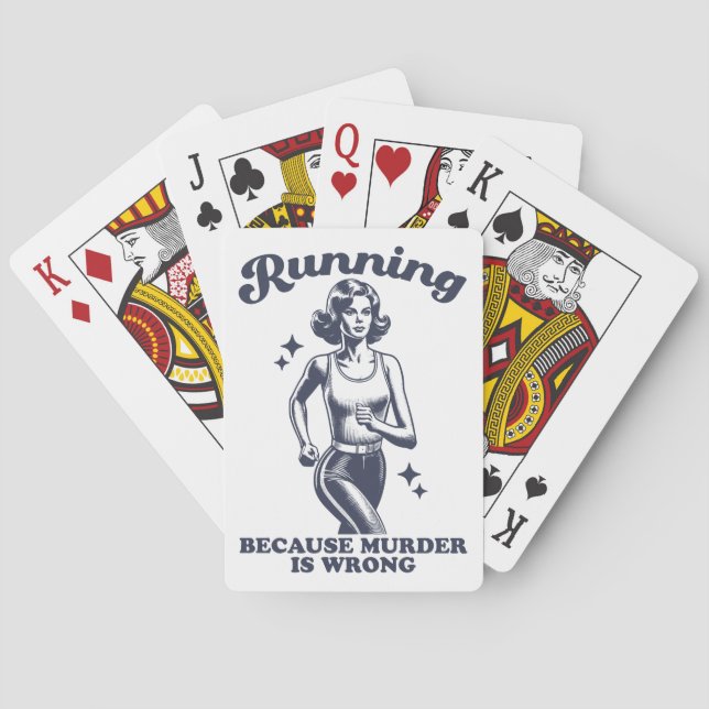Baraja De Cartas Funny Running Because Murder Is Wrong Retro (Reverso)