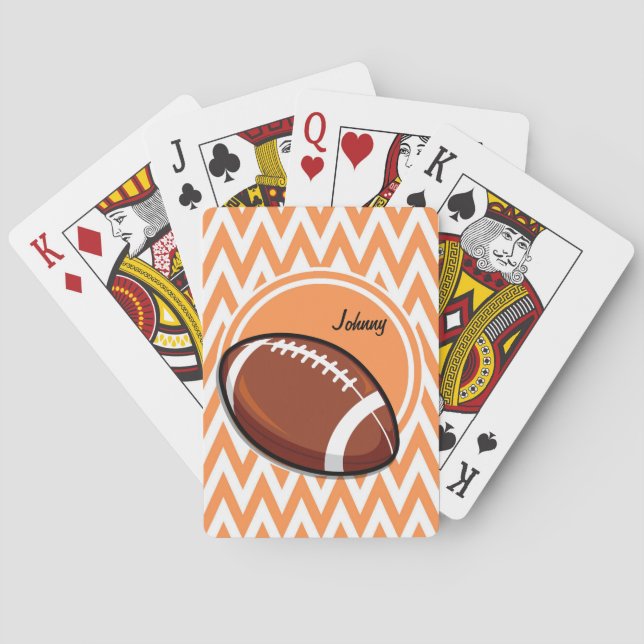 Baraja De Cartas Fútbol: Naranja y Chevron Blanco (Reverso)