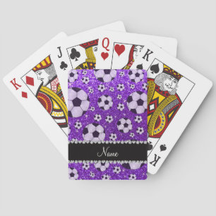 Baraja De Cartas Fútbol púrpura personalizado del purpurina del