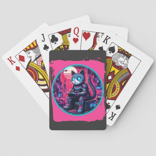 Baraja De Cartas Futurista Feline Tech (Reverso)
