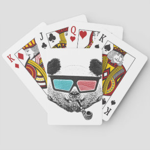 Baraja De Cartas Gafas 3D de panda de época