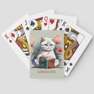 Baraja De Cartas Gafas de gato leyendo nombre del libro 
