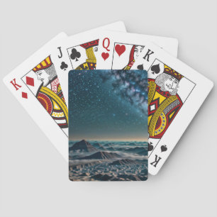 Baraja De Cartas Galaxia de la Vía Láctea sobre montañas del desier
