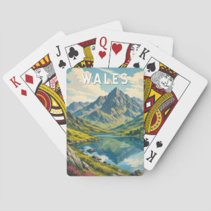 Baraja De Cartas Gales Reino Unido Ilustración Viaje Arte Retro