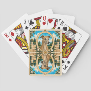 Baraja De Cartas Galgo Whippet, Arte de Perro con Acuarela Vintage