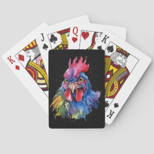 Baraja De Cartas Gallo Campestre Estilo Acuarela de Pollo Póquer