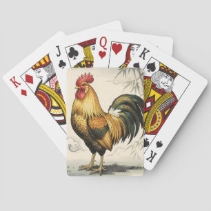 Baraja De Cartas Gallo dorado arte japonés