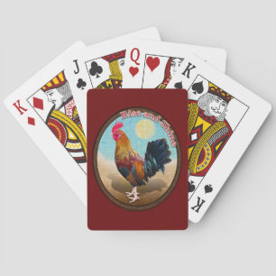 Baraja De Cartas Gallo Gitano de Key West Rise and Shine Vintage Ov