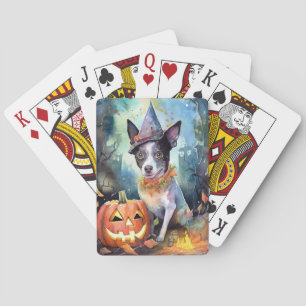 Baraja De Cartas Ganado australiano de Halloween con calabazas ater